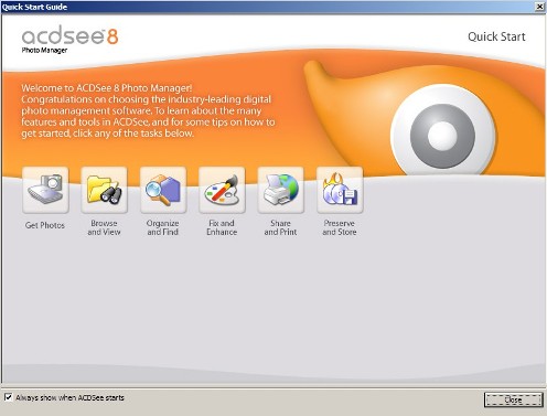 ACDSEE welcome screen
